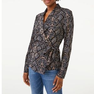 Scoop Black Python Print Wrap Top
